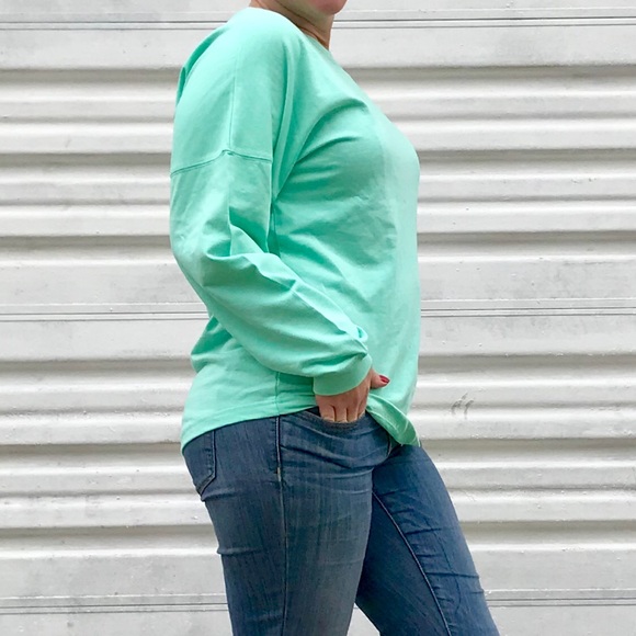 NWT Mint Crew Neck Long Sleeve Tee By Miami Style - Picture 3 of 8